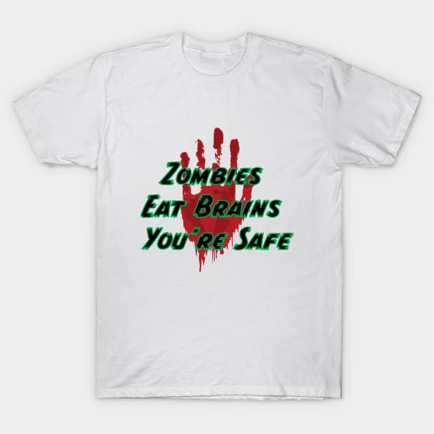 Fasbytes Bloody Horror Zombies Eat Brains Slogan T-Shirt by FasBytes